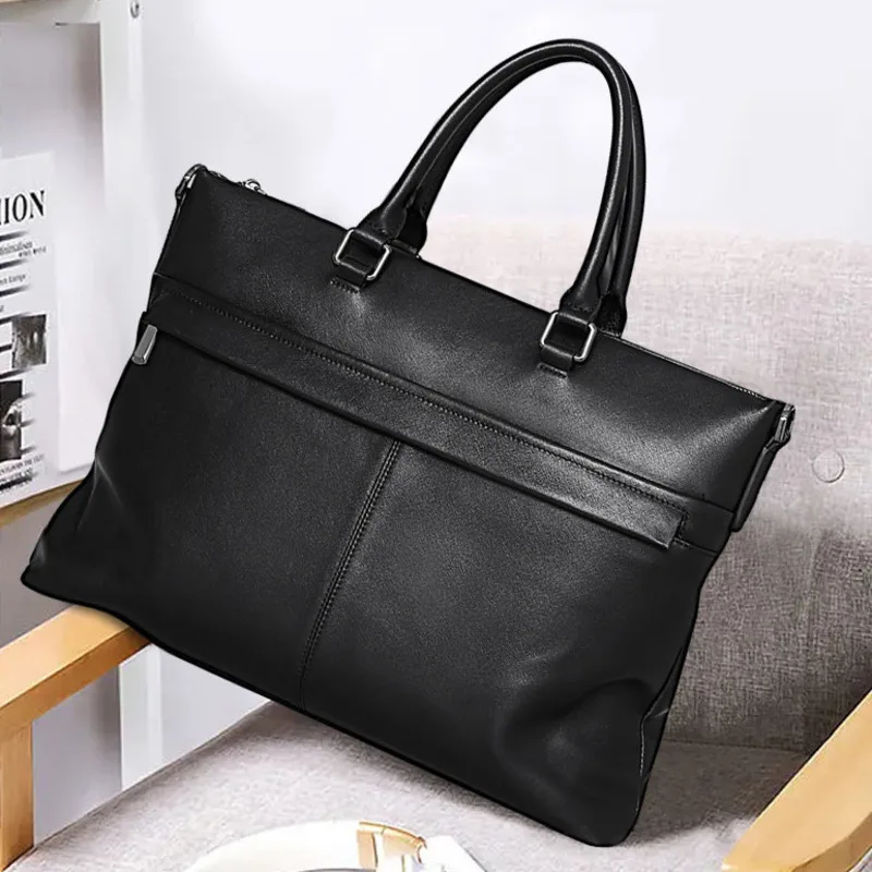 Borsa a tracolla autentica da uomo nuova Borse da uomo in pelle da uomo Borsa a tracolla per valigetta da lavoro da 15,6 pollici in pelle di vacchetta