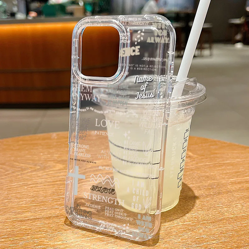 يسوع الله يباركك طباعة حافظة هاتف شفافة آيفون 17 برو ماكس 16 15 14 13 12 11 XS X XR 7 8 Plus 16E 17 غطاء الهواء الناعم