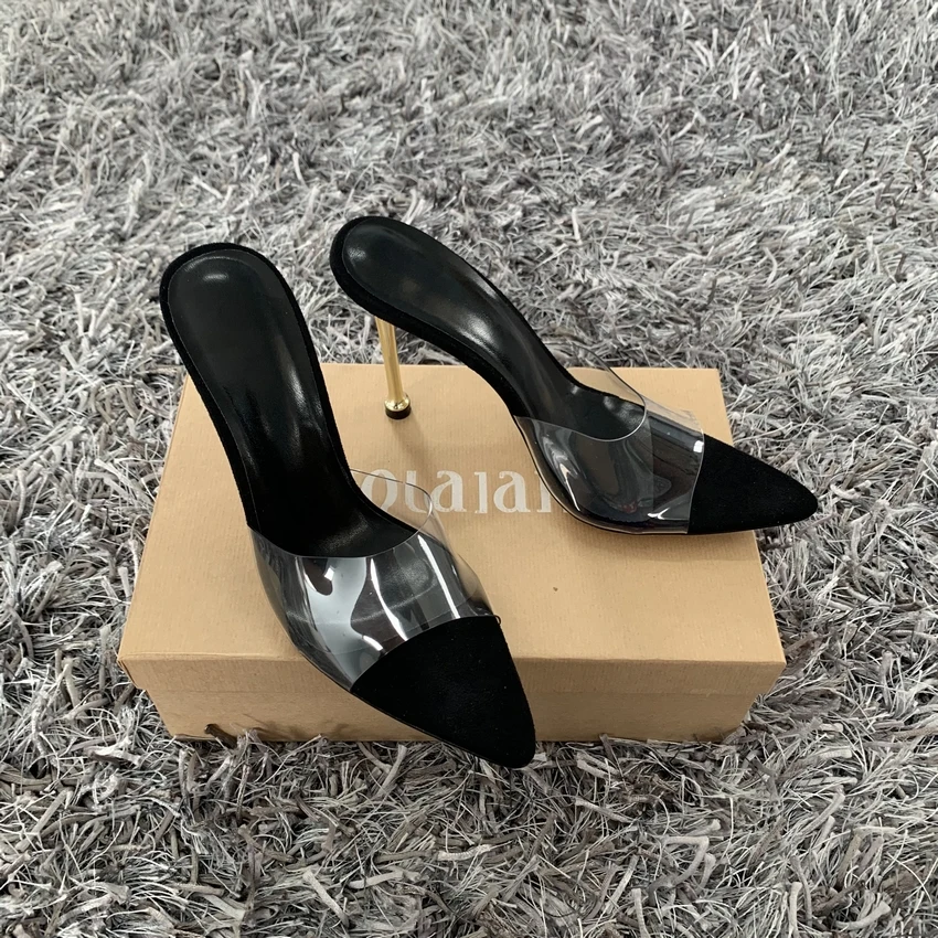 10.5CM Heels Womens Summer Slippers Peep Toe PVC High Heel Shoes Woman Sandal Shoes Women Sandals Slipper Shoe Party Mules Shoes