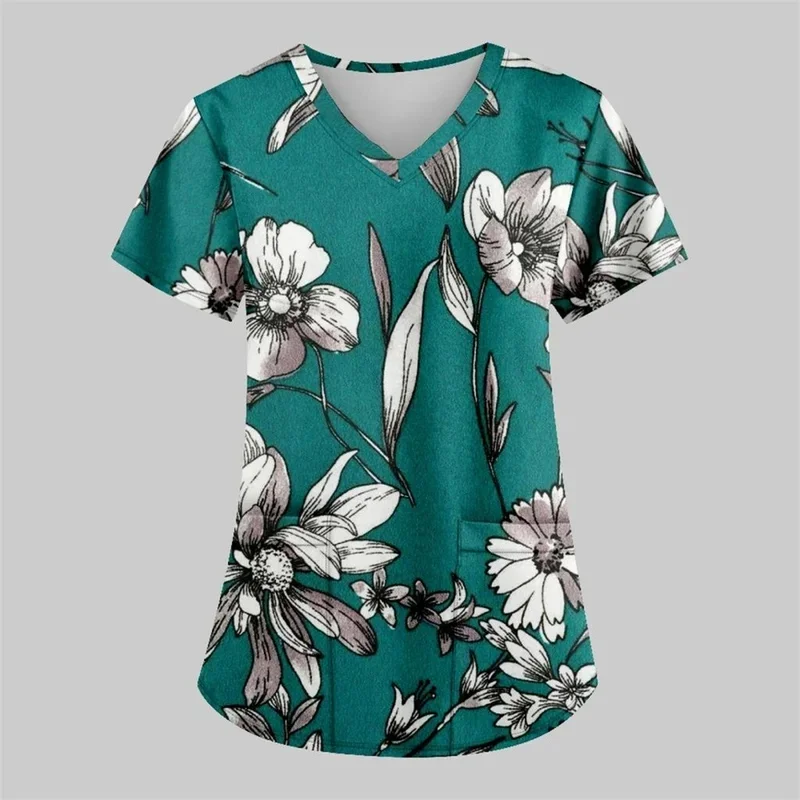 Specialized for medical personnel ladiesVCollar Short SleeveTNursing workwear with pockets clinical uniform for caregivers