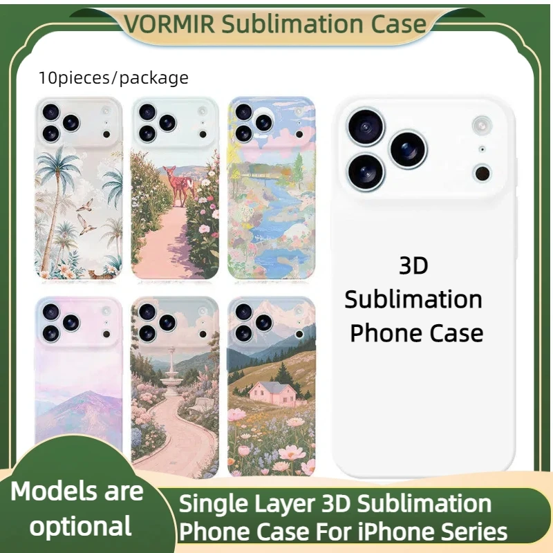 

10pcs Single Layer 3D Sublimation Phone Cases Thermal Transfer Film Hard PC Slim Blanks Cover For iPhone 17 16 15 14 13 12 11Pro