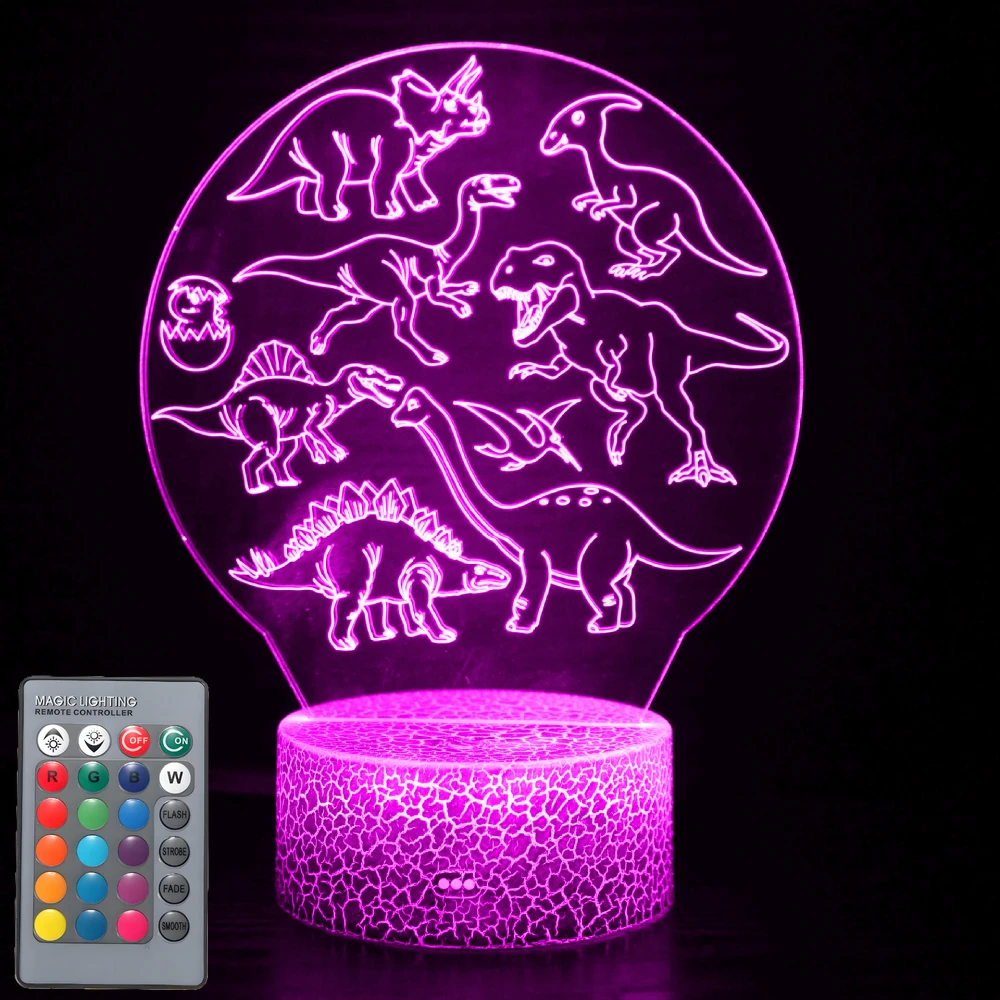 Nighdn Dinosaur Lamp Toys for Kids 7 Colors Changing Acrylic Dinosaur Night Light Christmas Birthday Gifts Bedroom Decoration