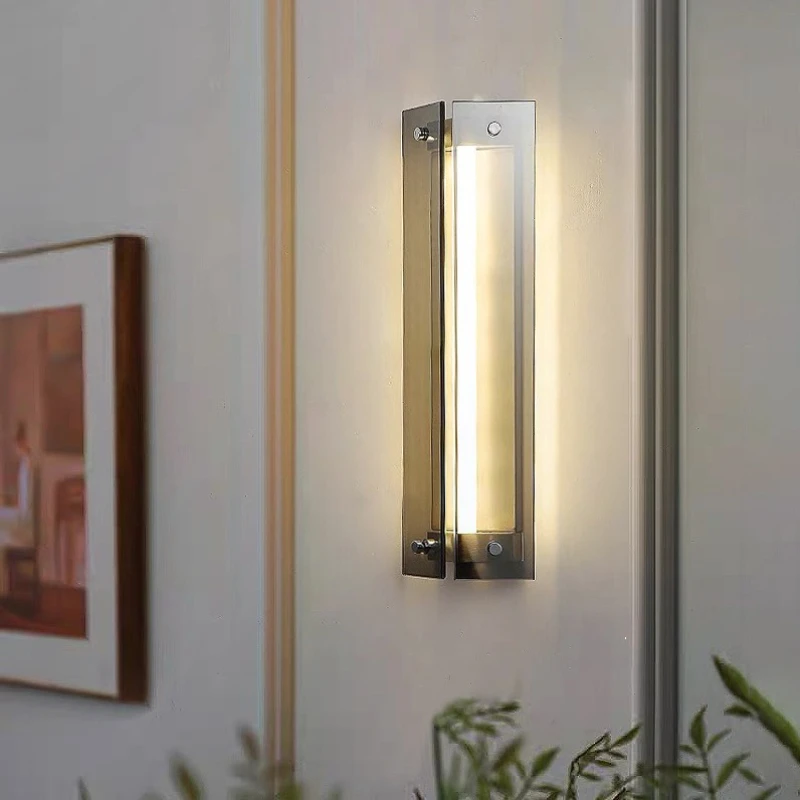 

Glass wall lamp bedroom bedside simple stairs Nordic model house villa aisle living room Mazar wall