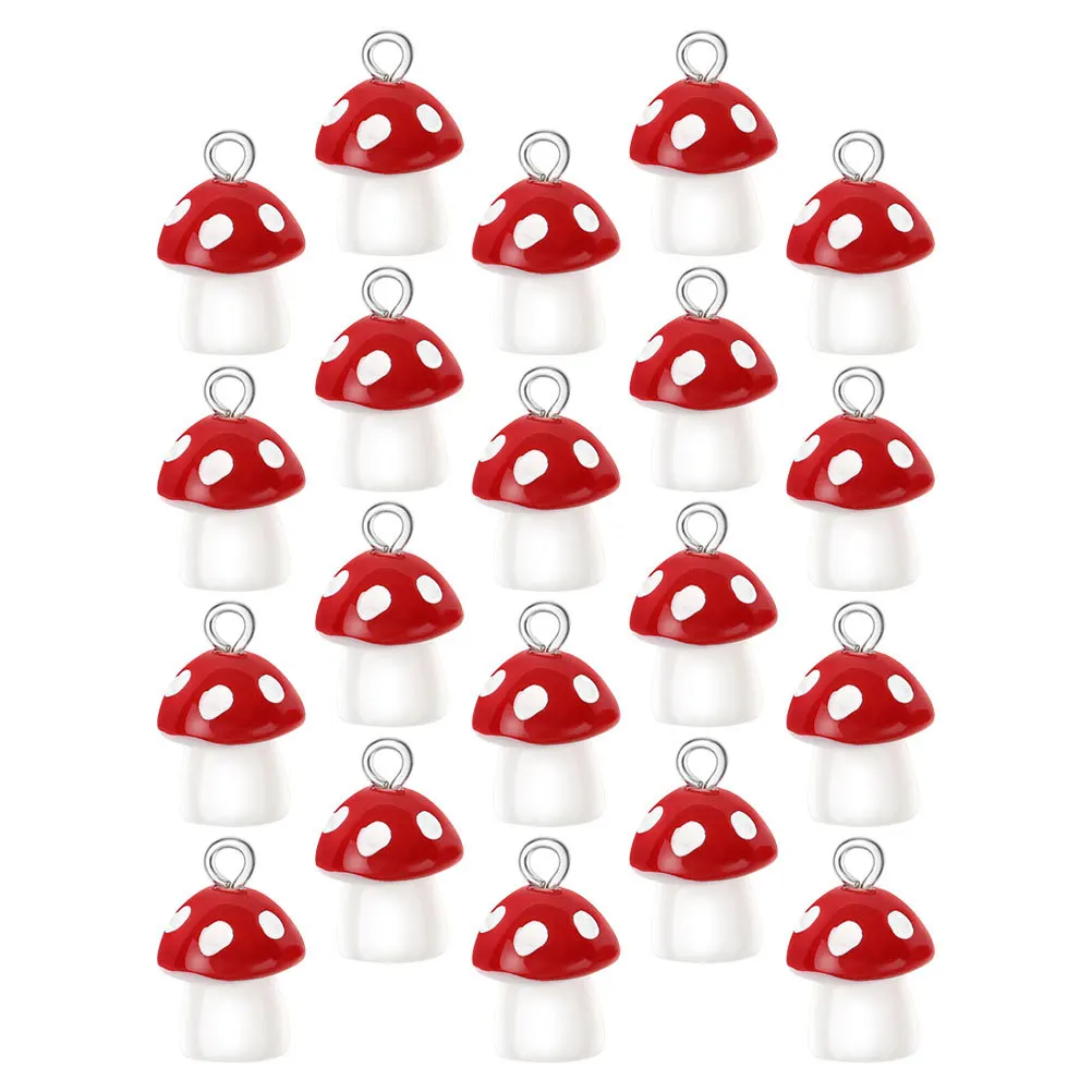 

20Pcs Mushroom Jewelry Making Charms Mini Resin Mushroom Pendant DIY Earrings Necklace Bracelets Charms Bracelet Charm