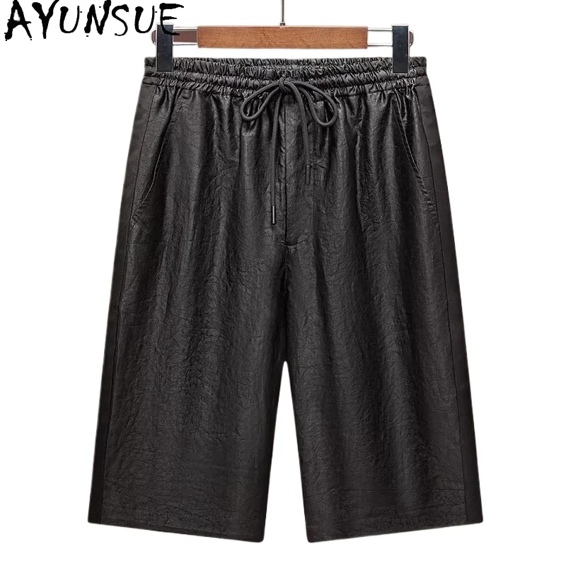 

AYUNSUE Luxury 100% Real Mulberry Silk Shorts for Men Summer 2026 High Quality Watered Gauze Short Pants Man Knee-length Shorts