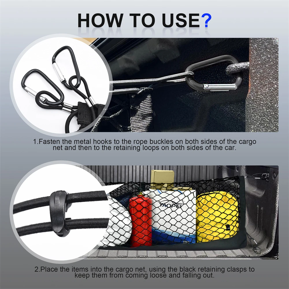 For Chevy Silverado For GMC Sierra 2013-2024  Car Trunk Net Elastic Luggage Net Cargo Organizer Storage Car Mesh Network Pocket