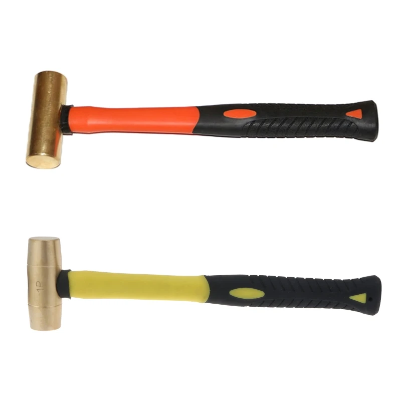 

A2UD Red Copper Round Hammer Plastic Handle Explosion Proof Safety Tool Explosion Proof Safety Tool 0.45kg/0.68kg Lightweight