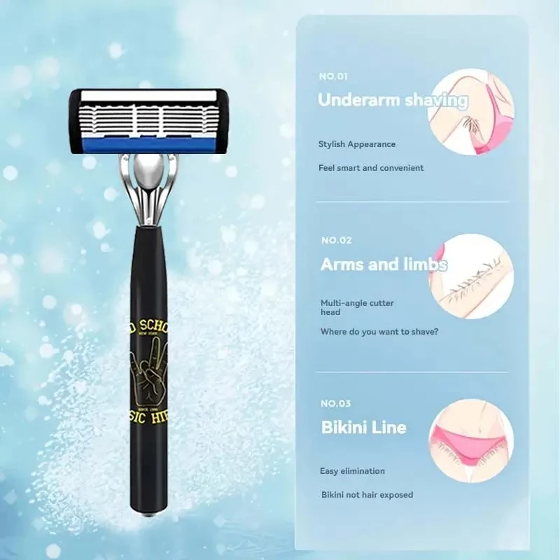 ماكينة حلاقة رجالية مكونة من 6 طبقات، ماكينة حلاقة من الفولاذ المقاوم للصدأ، ماكينة حلاقة يدوية كلاسيكية قابلة للغسل وقابلة للاستبدال، جودة عالية #4