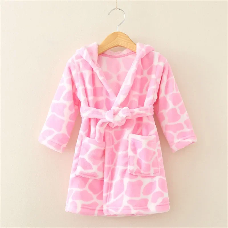 2-8 Years Soft Girl Sleepwear Robe Autumn Winter Children Flannel Bathrobe for Girls Boys Pajamas Comfort Kids Cartoon Homewear