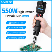 FNIRSI SAG-55 550W Hot Air Gun with Stand Rework LCD Digital Hair Dryer Adjustable Temperature Heat Gun for Phone Repair Tools