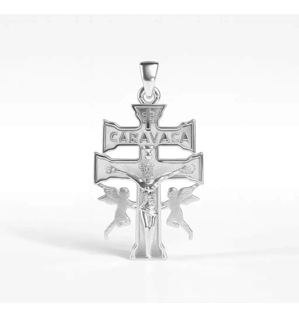 Dije De Plata Esterlina 925 Para Hombre De Cruz De Caravaca