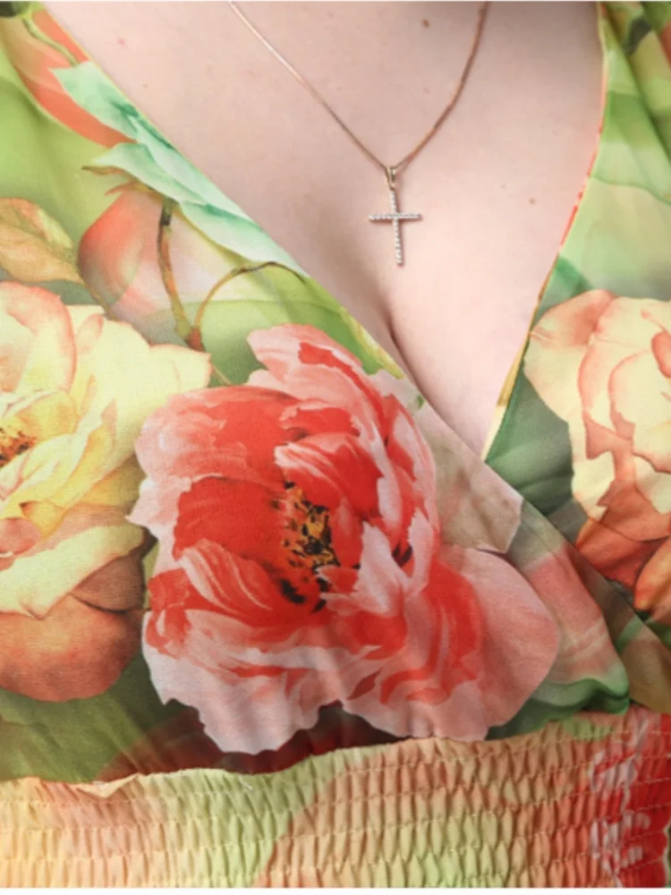 2025 Chaomeng Holiday Beach Dress Damenkleider in großen Größen mit Spitzen-Patchwork-Blumenmädchenkleider beliebt