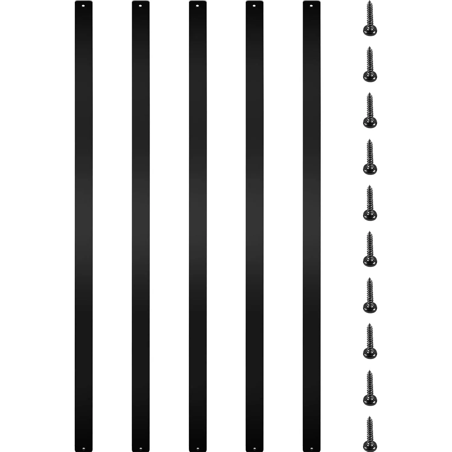 Balusters 29,5 cala-76 sztuki schodów ze śrubami Płaska balustrada aluminiowa, do werandy zewnętrznej, czarna, 76 sztuk