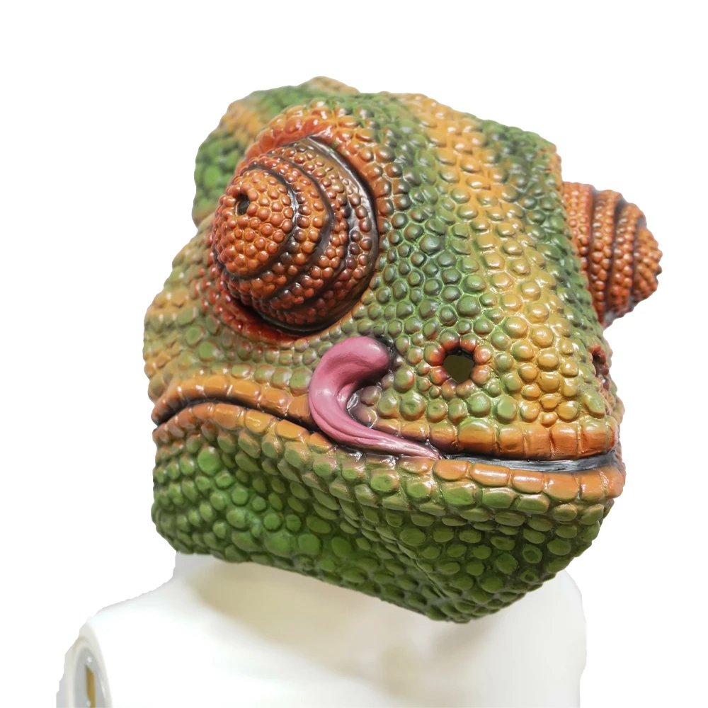 Eraspooky Animal Mask Chameleon Full Face Mask Reptile Lizard Cosplay Latex Headgear Easter Halloween Carnival Party Props