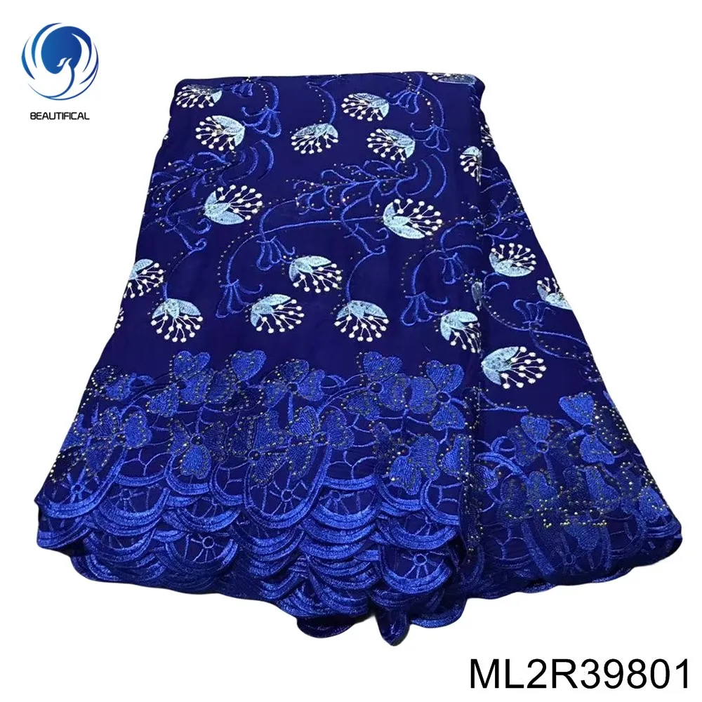 

2024 New Beautiful African 100% Cotton Embroidered High Quality Elegant Swiss Lace Fabric ML2R398