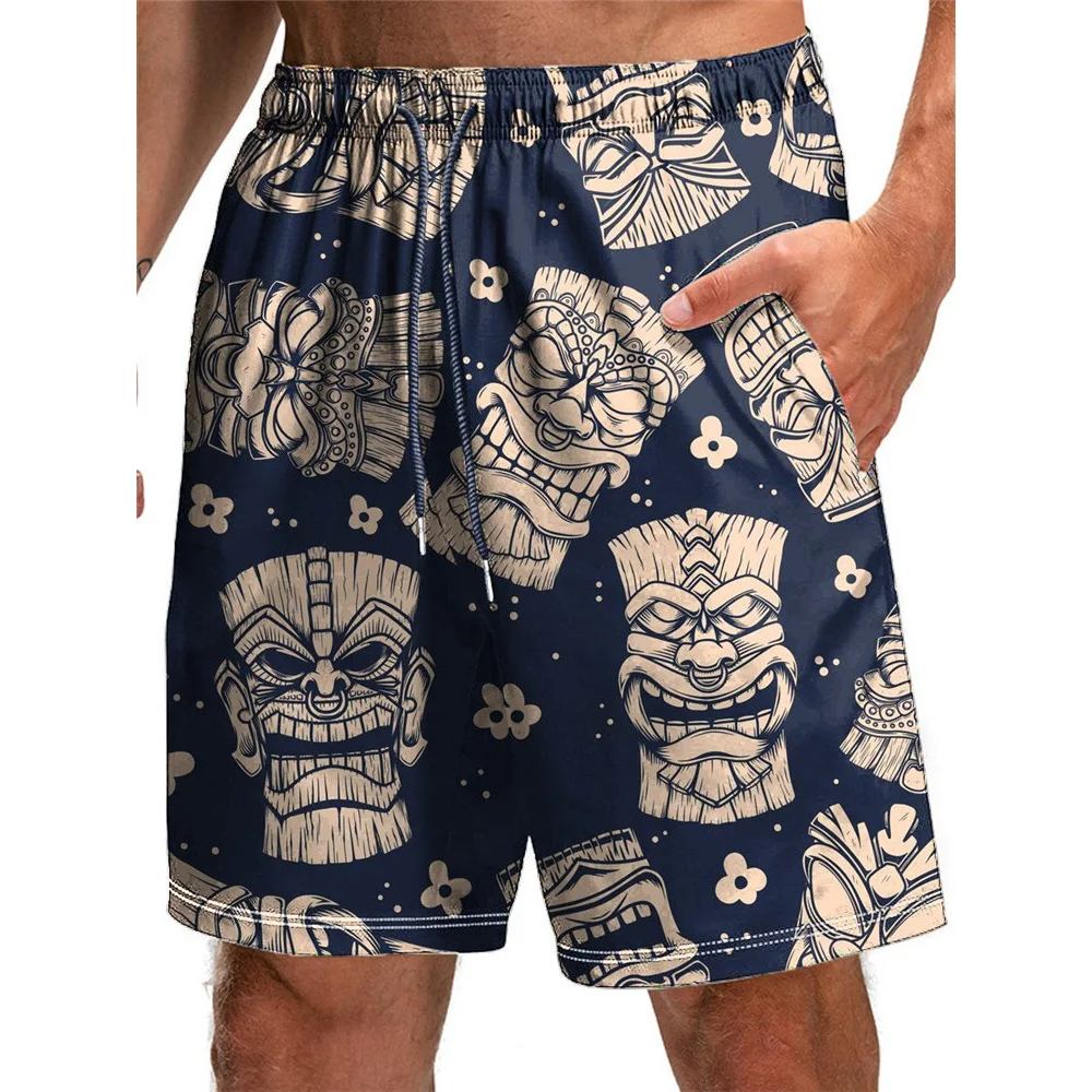 HX Fashion Men's Shorts Hawaii Bohemia Masks 3D Graphic Board Shorts Polyester Casual Pockets Pants Sportswear Dropshipping