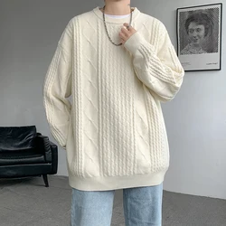 Autumn Winter O-Neck Sweater Men Loose Knit Pullovers Solid Color Casual Knitted Sweater Mens Streetwear Pullovers Plus Size 8XL
