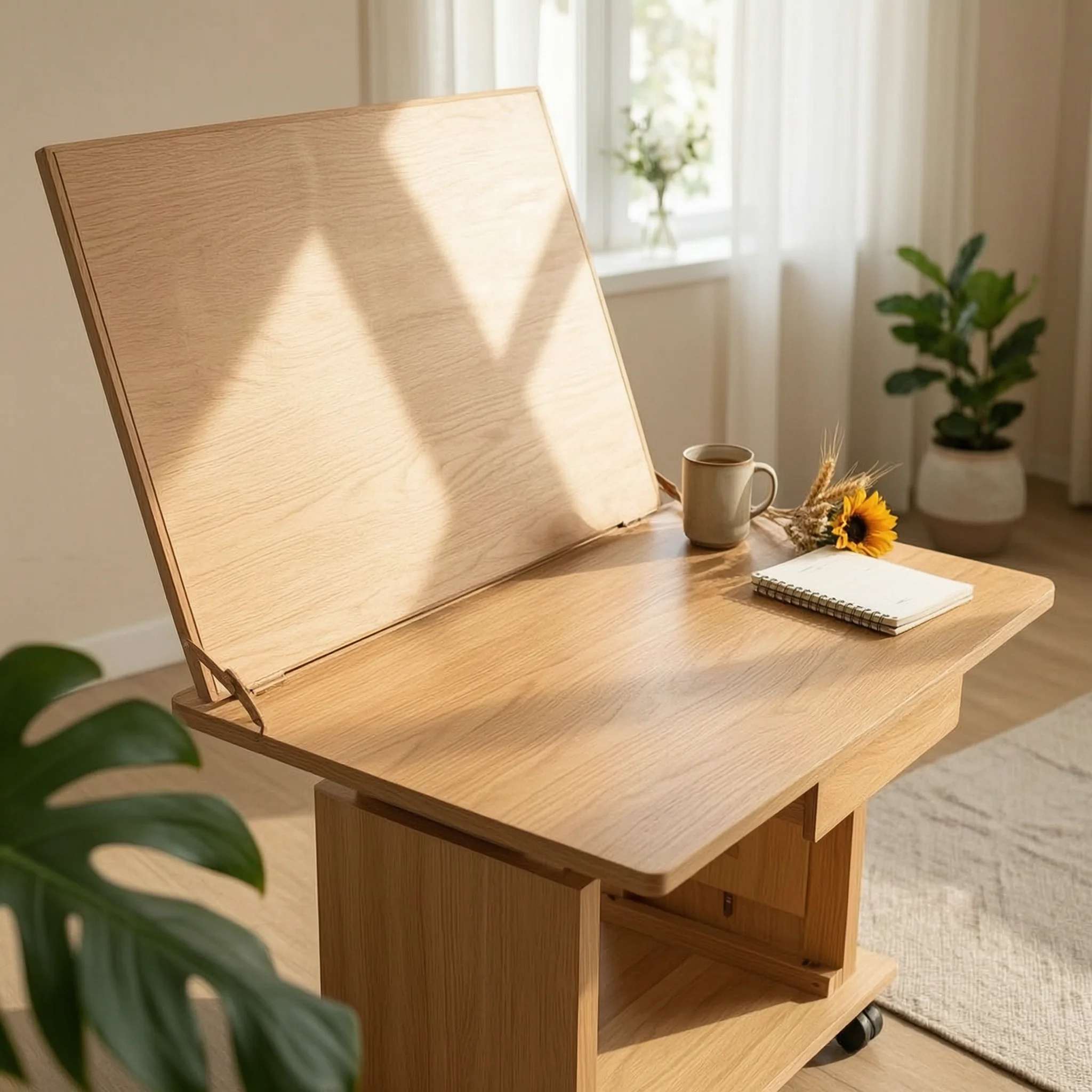 Adjustable Still Life Table Beech Wood Tilting Drawing Table Studio Furniture Easy Assembly Storage Drawers for Display