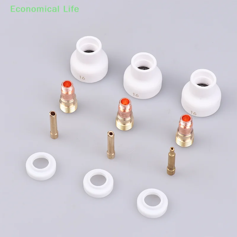 4Pcs TIG Welding 1.6/2.4/3.2mm White Ceramic Nozzle Alumina Cup Kit Torches WP17 18 26 Stubby Collets Body Gas Lens Set