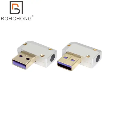 USB A 구리 쉘 실버 블랙 C타입 USB 3.0 4 5 코어 금속 플러그, 충전 케이블 키보드 케이블 DIY 데이터 케이블, 90 도