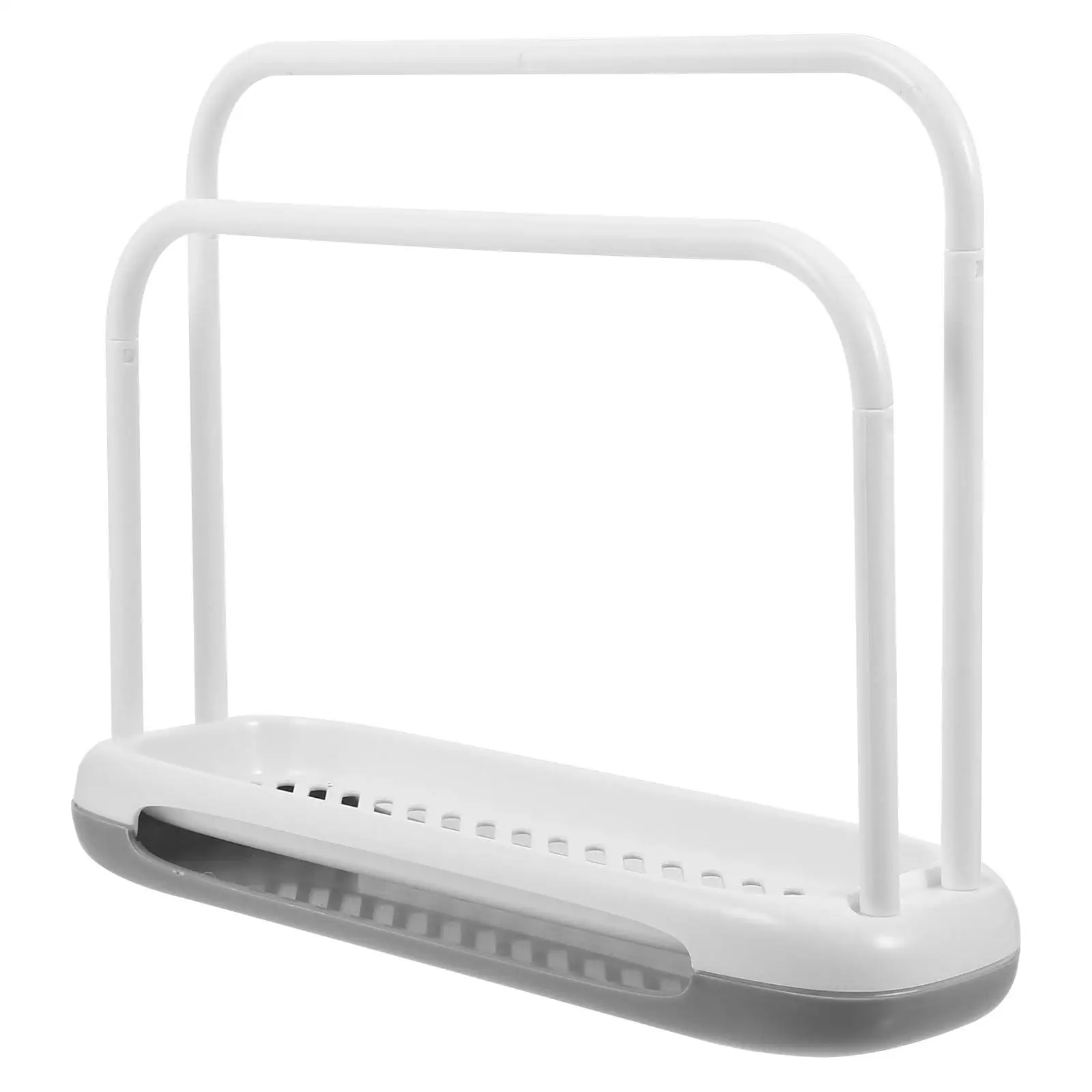

Rag Rack Double Rod Towel Stand Dish Countertop Small Bathroom Organization Drying for Towels