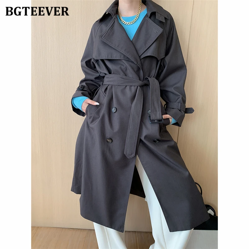 

BGTEEVER Women Winter Overcoats Ladies Long Trench Coat Turn Down Collar Coat Casaco Feminino New Trench Femme