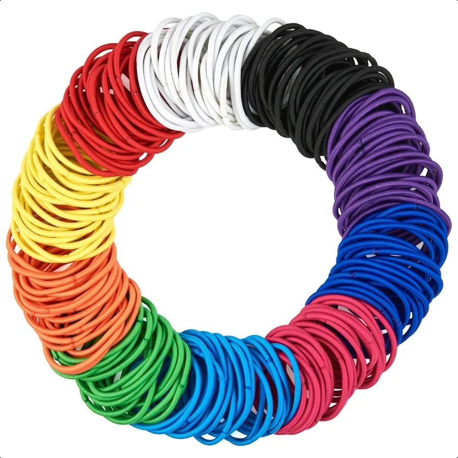 

Exprions 216Piece Hair Ties 4mm Bright Colors Value Pack No Metal Ponytail Holders For Thick Curly and All Hair Types