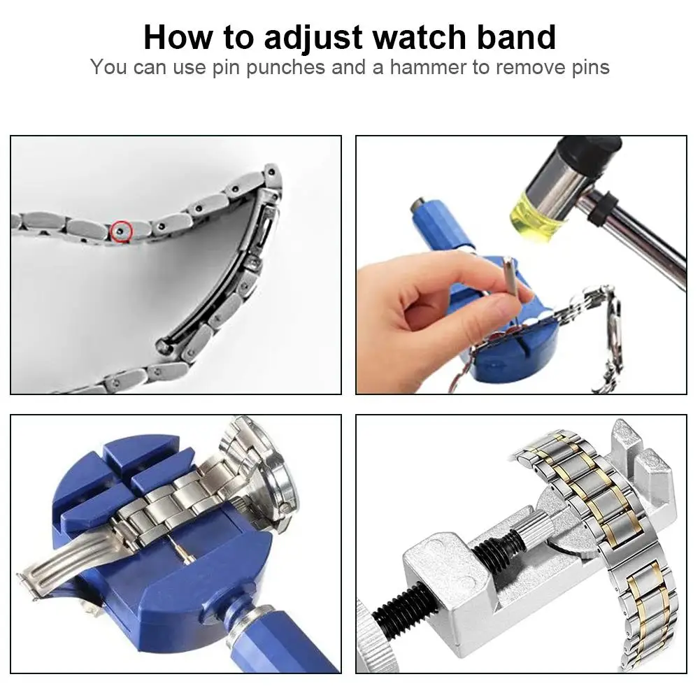 Watch Strap Hand Shortening Extendable Removal Repair Tool Kit Replacement Watchmaker Holder Band Pin Mounting Professional Set