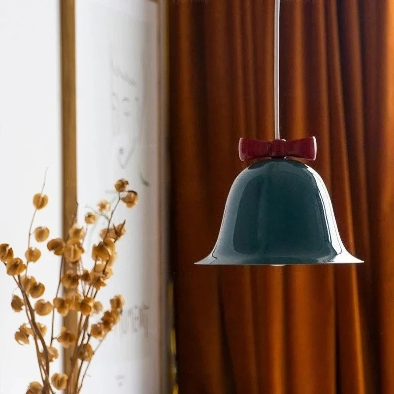 

Nordic Minimalist Balcony Foyer Bedside Lamp Creative Bow Small Bell Pendant Light Restaurant Bar Counter Sofa Background Light