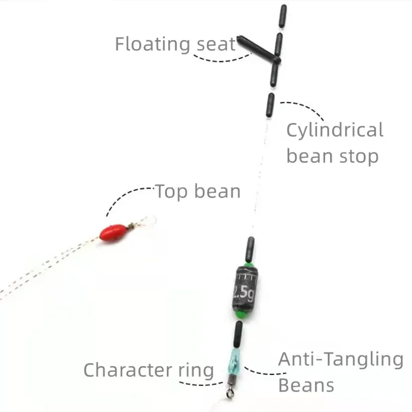 Tapón de silicona para sedal de pesca, 10 grupos (60 unidades), 0,4-8,0 #, flotador de frijol espacial, antihebra, Bobber flotador de pesca