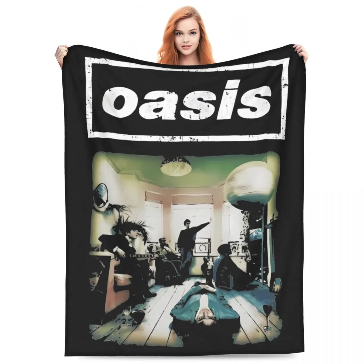 Comfort Rock 90'S O-Oasis Band Blanket Stuff Room Decorative Throw Blankets Super Warm Flannel for Travel