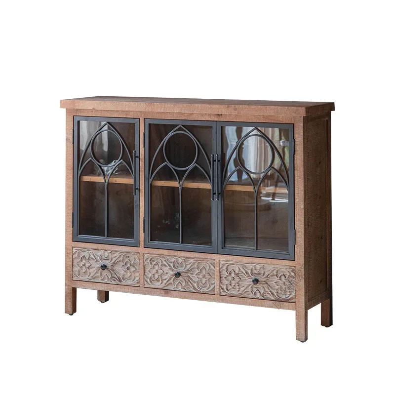 

American retro glass, dining side cabinet wine cabinet B & B, hotel restaurant creative design decoration