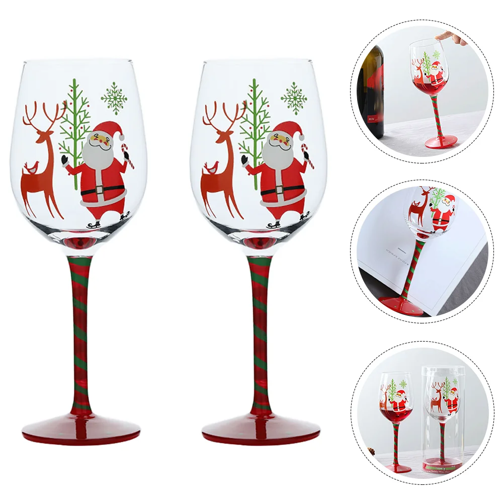 

2 Pcs Cocktail Glasses Christmas Gift Santa Claus Winter Party Supply with Stem Man