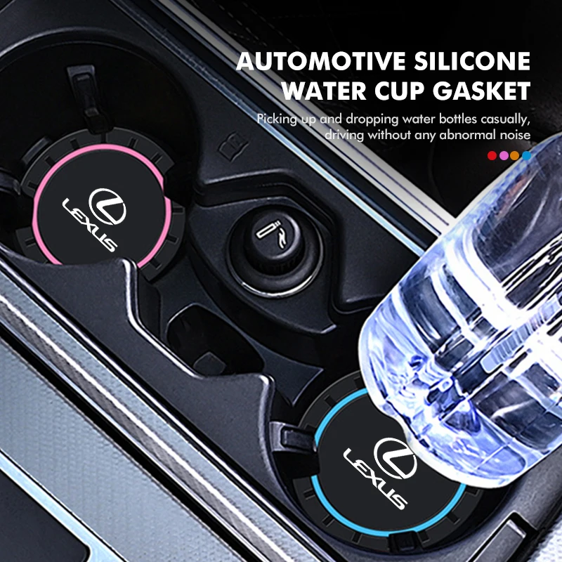 2pcs Silicone Car Water Cup Holder Coaster Anti Slip Pad Mat For Lexus GX470 LS400 LX470 LX570 RC350 UX250h ES350 RX450h