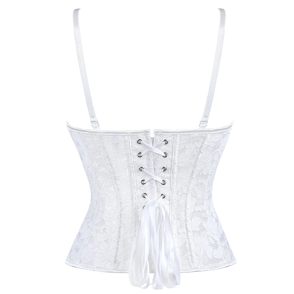 Wechery Damen Spitzenkorsett-Oberteil mit Reißverschluss vorne, Bustier, Taillenformer, Schnürung hinten, sexy Dessous, Y2K Gothic Camisole Tanktops – Detail 9