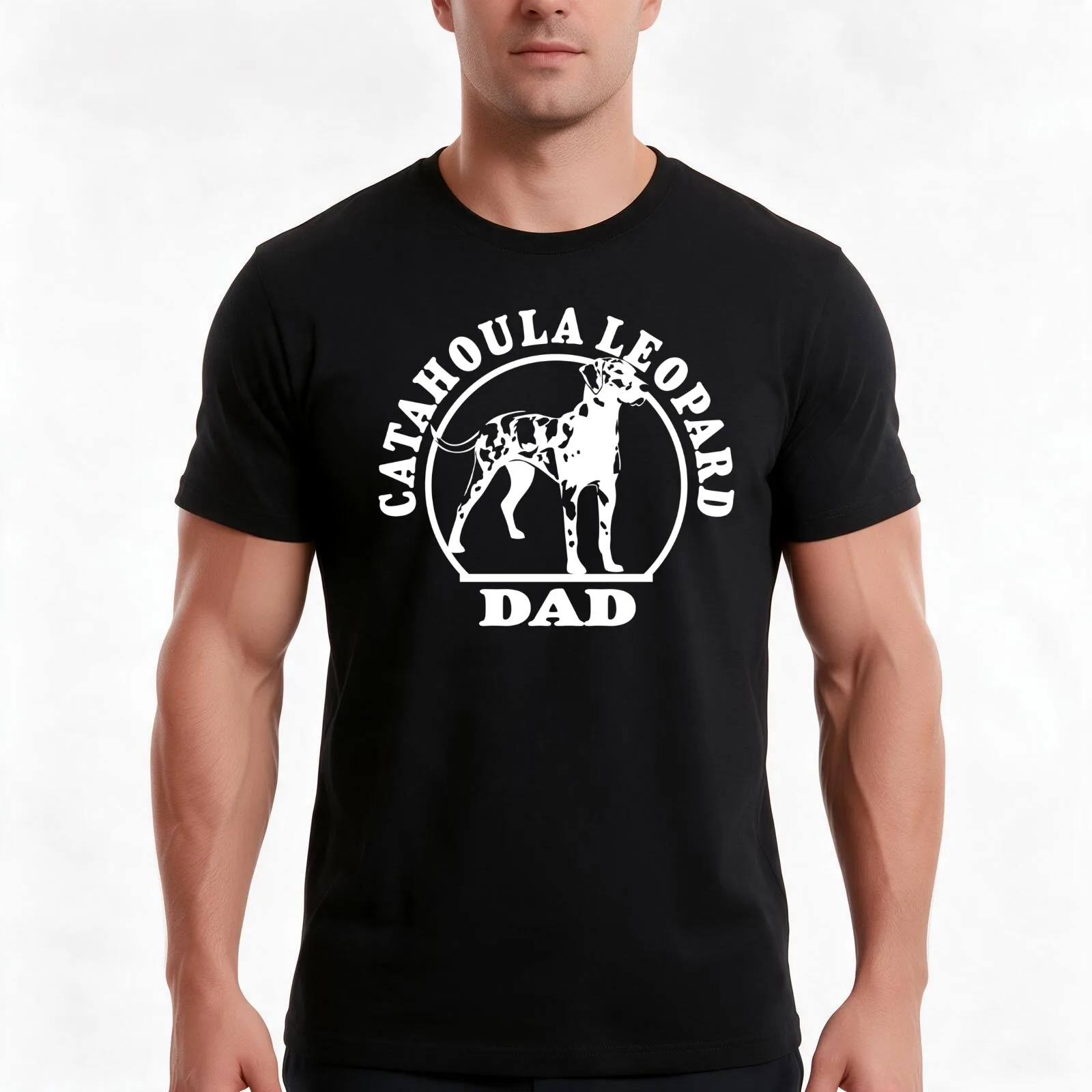 Catahoula Leopard Dad | NickerStickers? on Redbubble T-Shirt, Summer Casual Cotton Tee, Oversized Streetwear Tops, 100% Cotton