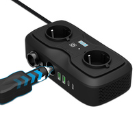 200W 12V to 220V Peak LED Display Power Inverter Car Adapter Converter with 3.6A Dual USB Type-C EU Socket Car Power Inverter