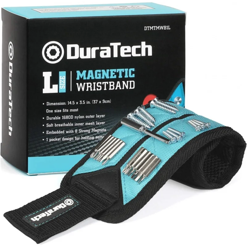 DURATECH Magnetic Wristband, Strong Magnets for Holding Screws, Nails, Bolts, Drill Bits, Fasteners, Ideal Gift