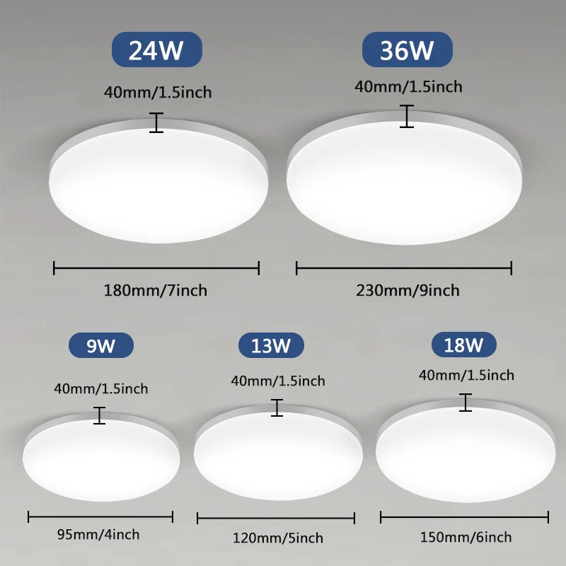 Plafonnier LED avec Capteur de Mouvement PIR, Luminaire Décoratif de Plafond, Idéal pour une Maison, une Chambre, un Couloir ou une Cuisine, 9/13/18/34/36W, 110/220V