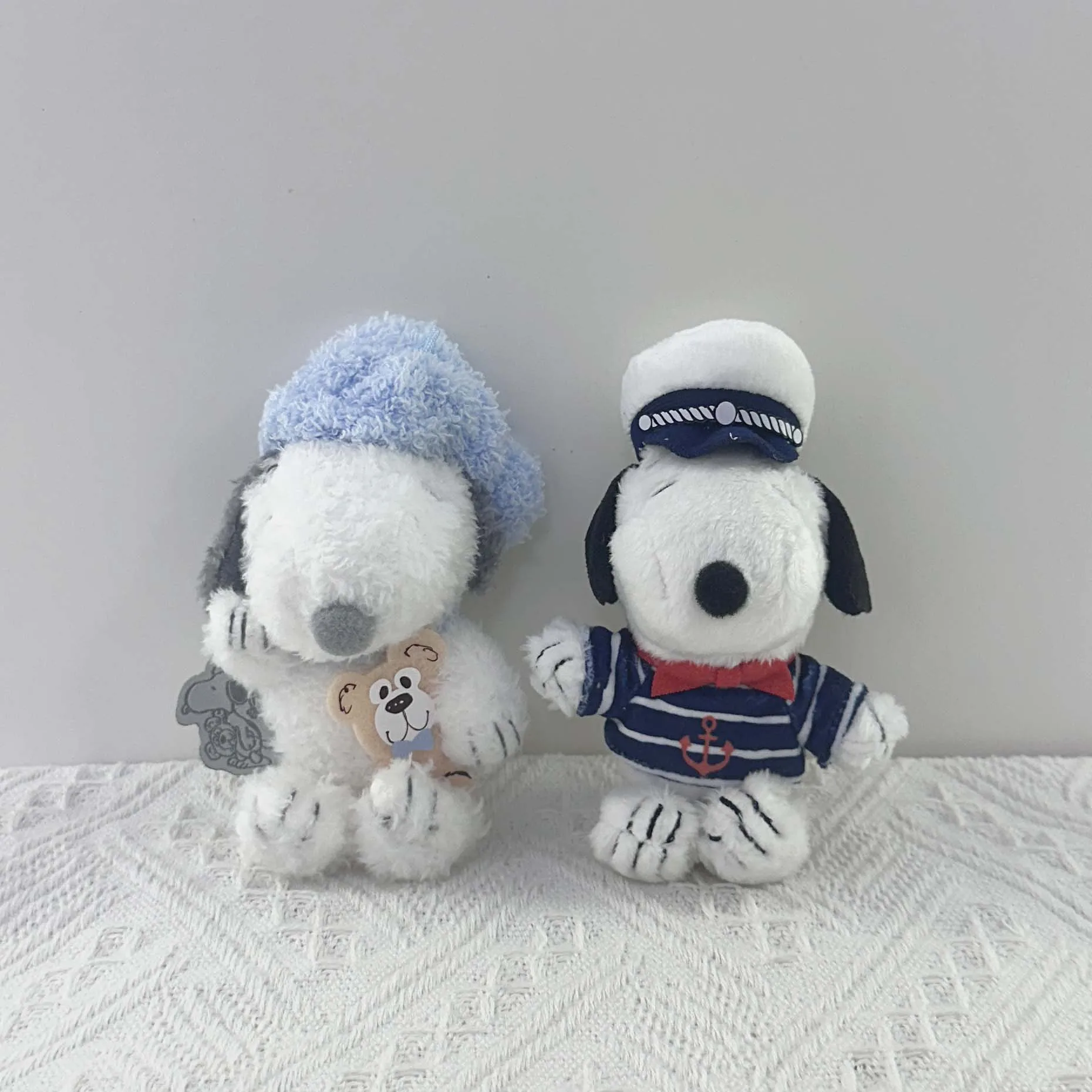 Cute Cartoon Snoopy Plush Keychain Sailor Sleep Hat Stuffed Doll Pendant Soft Bag Charm Ornament Gift For Kids Girls