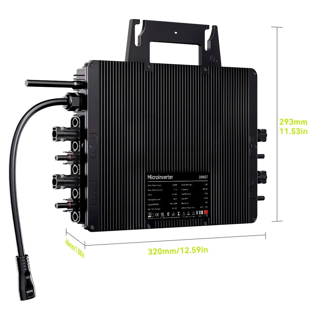 CE FCC ROHS Certified 2000W 4MPPT Micro Inverter IP67 Gluing Shell WIFI Control For Hotel Home Grid Solar System