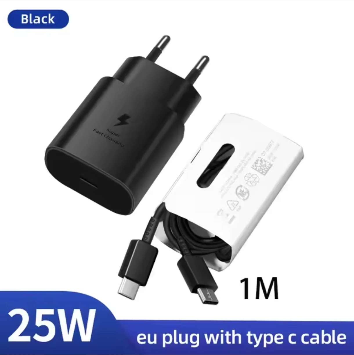 EU Plug 25W Quick Charging Kit For OnePlus For Samsung Type C Cable High Speed Safe Charger For All Phones