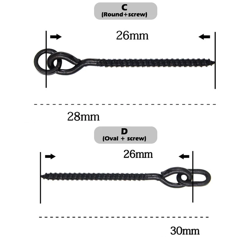 20pcs Carp Fishing Bait Connector With Annular Rotating Screw D-Rig Chod Rig European Fishing Set Accessories