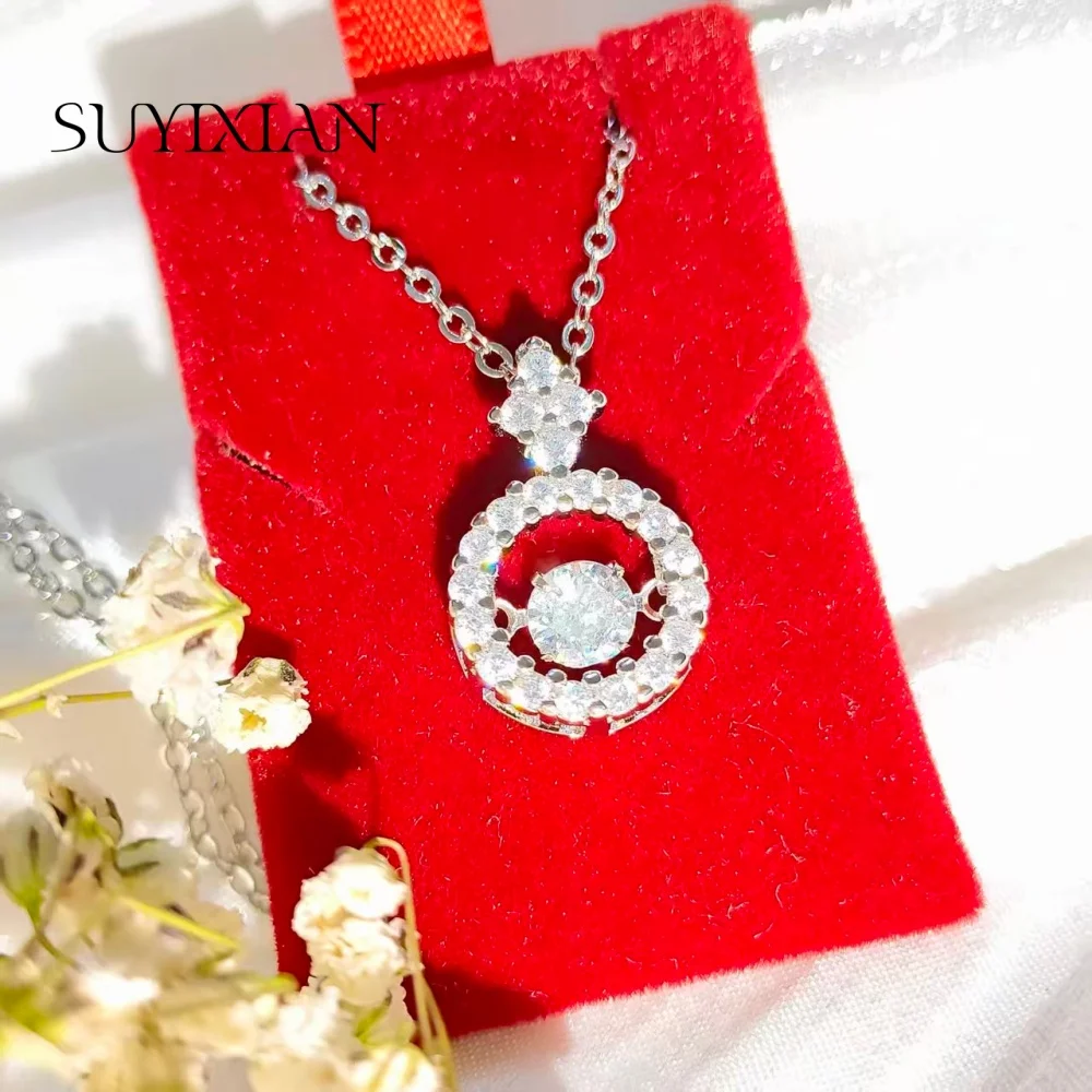 925 Sterling Silver Fashion Exquisite Beating Heart Zircon Necklace Birthday Party Anniversary Gift
