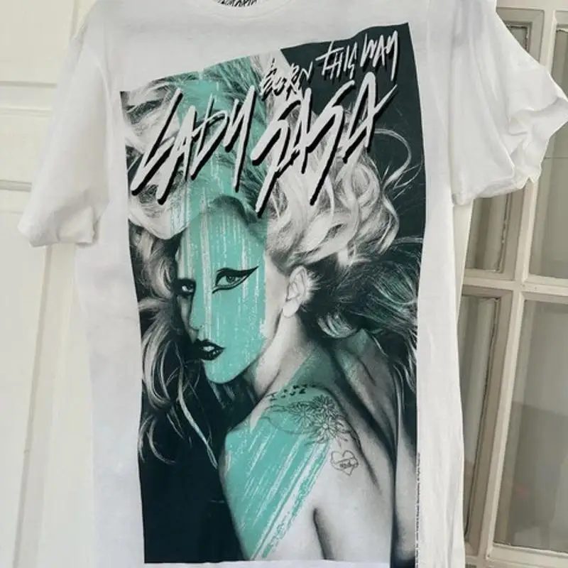

Lady Gaga Born This Way Tour Print T Shirt Ahn00766