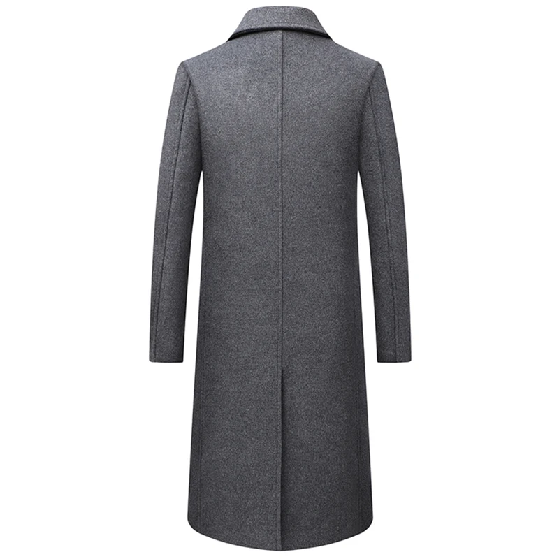 Fashion Casual Jackets Mens Thick Wool Trench Warm Cardigans Blends Coat Windbreaker Solid Mens X-Long Thick Woolen Coats