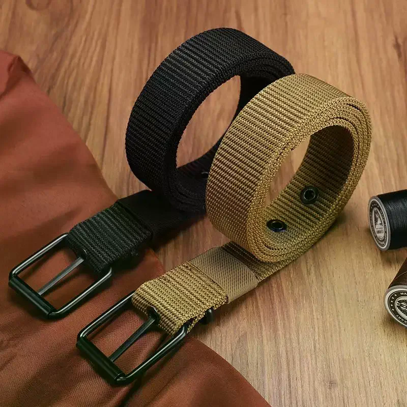 Men's Belt Porous Canvas Pin Buckle Leather Belt Outdoor Sports Belt Women's Trendy Eyelet Belt With Jeans Belt For Men Women
