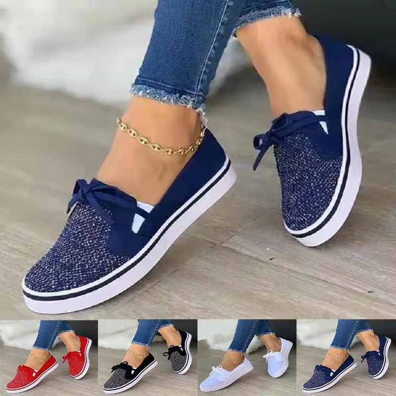 

Women Canvas Shoes Casual Platform Sneakers Lace-up Slip On Flat Shoes Comfortable Lightweight Tennis Shoes Plus Size