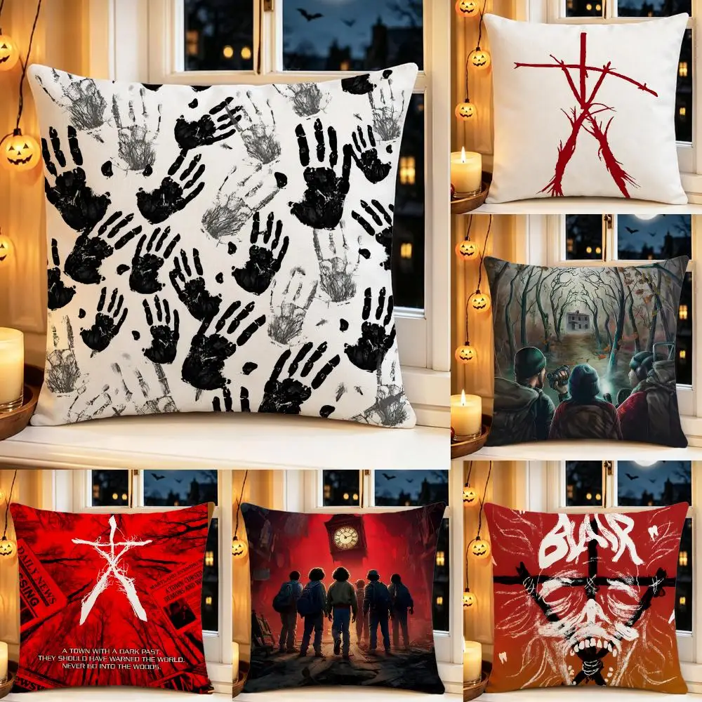 Movie The Blair Witch Project Cushion Cover Pillow Short Plush Scary Creepy Cushion for Living Room Sofa Halloween Holiday Gift