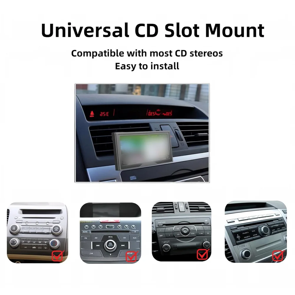 Adjustable CD Slot Car Mount Car Tablet Phone Holder With A Bracket Adapter For 7-10 Inch Displays Perfect For CarPlay